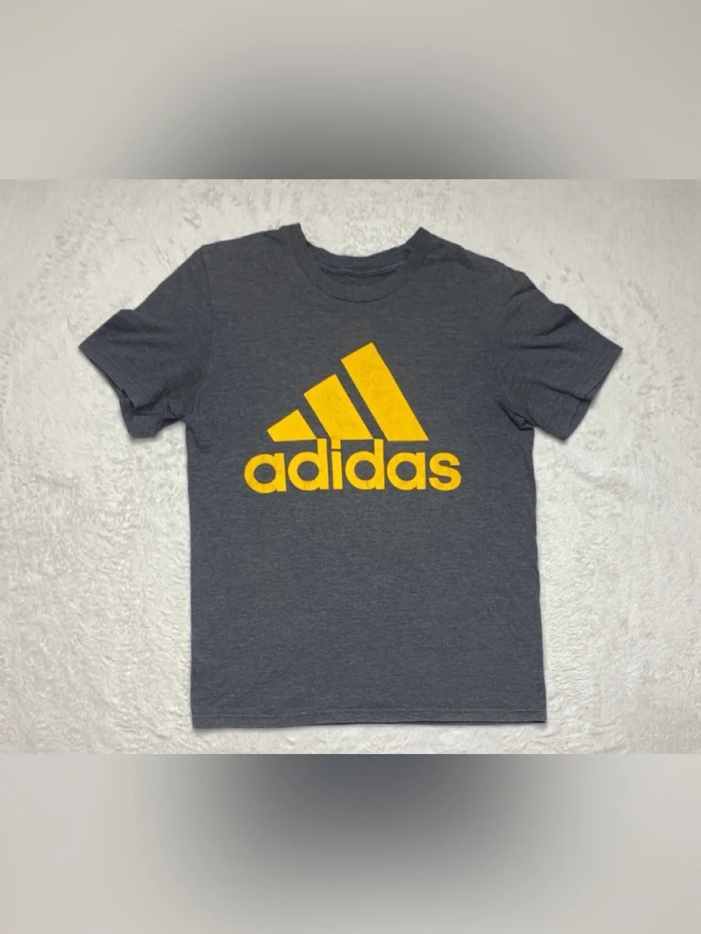 Adidas Gray Size S T-shirt with Yellow Logo